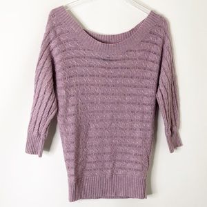 AE American Eagle Off Shoulder Cable Knit Sweater